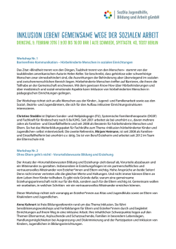 INKLUSION LEBEN! Gemeinsame Wege der sozialen
