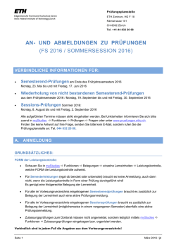 Verbindliche Informationen zu Pr&uuml;fungen, Anmeldung, Abmeldung