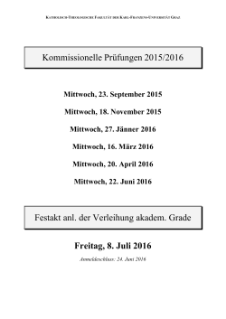 Kommissionelle Prüfungen 2015/2016 Festakt anl. der Verleihung