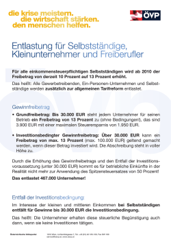 Entlastung für Selbstständige, Kleinunternehmer