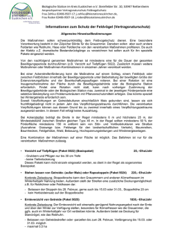 Informationen zum Schutz der Feldv&ouml;gel