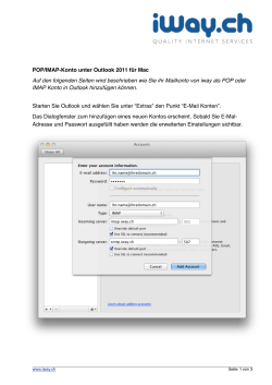 Kontoeinrichtung unter Outlook 2011 für Mac