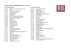Liste des exposants ORNARIS Berne 2015