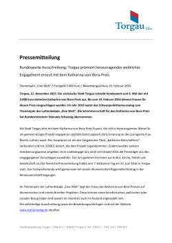 Pressemitteilung zur Ausschreibung Katharina-von-Bora