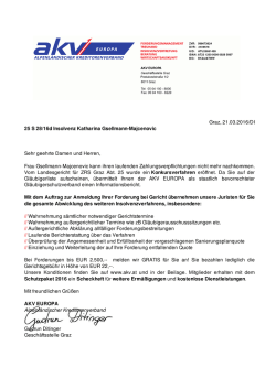 Graz, 21.03.2016/DI 25 S 28/16d Insolvenz Katharina Gsellmann