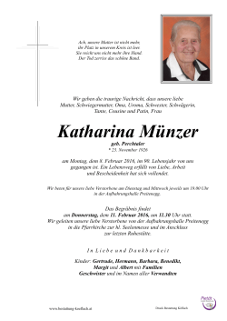 Katharina Münzer - Bestattung Köflach