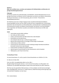 Seminar 2 BWA, GuV und Bilanz lesen, verstehen und analysieren