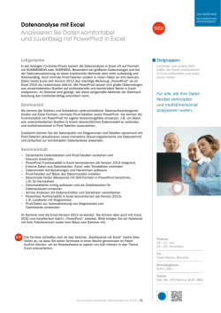 Datenanalyse mit Excel Analysieren Sie Daten komfortabel und