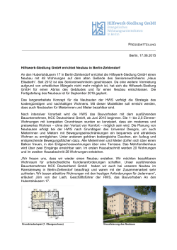 Hilfswerk-Siedlung GmbH errichtet Neubau in Berlin