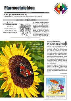 Gottesdienste vom 18. bis 26. Juli 2015
