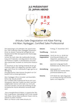 JLS PRÄSENTIERT 23. JAPAN ABEND shizuku Sake Degustation