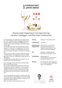 JLS PR&Auml;SENTIERT 23. JAPAN ABEND shizuku Sake Degustation