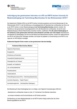 Interview Announcement for 2015/16 Master programme