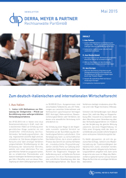 dmp Newsletter 05/2015 - Derra, Meyer & Partner Rechtsanw&auml;lte