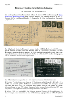 Eine ungew&ouml;hnliche Seltenheitsbescheinigung