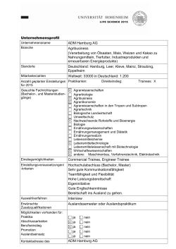 Unternehmensprofil ADM Hamburg AG Agribusiness (Verarbeitung