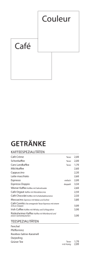 Speisekarte - Café Couleur
