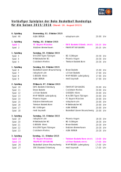 Vorläufiger Spielplan der Beko Basketball Bundesliga für die Saison
