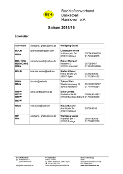 Staffelleiter 2015_16 - Bezirksfachverband Basketball Hannover