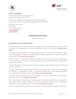 Publikationenverzeichnis von Prof. Dr. Sabine Reh