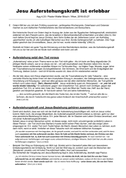 Jesu Auferstehungskraft ist erlebbar