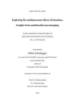 Exploring the antidepressant effects of ketamine - ETH E