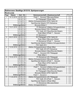 Rathenower Stadtliga 2015/16: Spielpaarungen Rückrunde