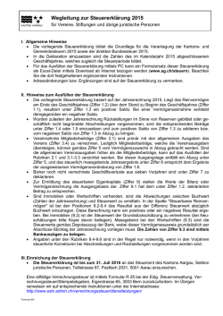 Wegleitung zur Steuererkl&auml;rung 2015