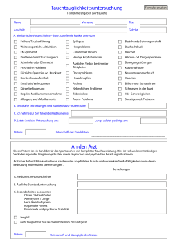 Tauchtauglichkeitsuntersuchung An den Arzt
