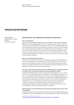 Argumentarium zum „Manifest der Schweizer Hochschulen“ - HES-SO
