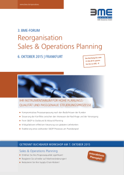 Reorganisation Sales & Operations Planning