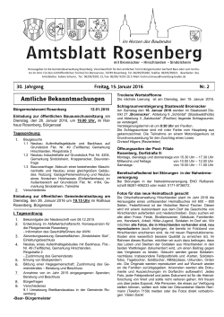 Bürgermeisteramt Rosenberg 12.01.2016 Einladung zur öffentlichen
