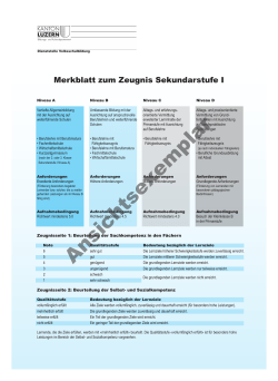 Merkblatt zum Zeugnis Sekundarstufe I