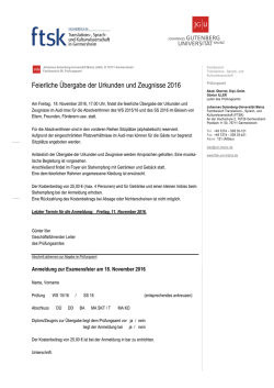 Feierliche Übergabe der Urkunden und Zeugnisse 2016