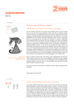 Jubil&auml;umsrundbrief 2015 zu 20 Jahren Vereinsarbeit