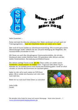 News-Letter #29 März 2016