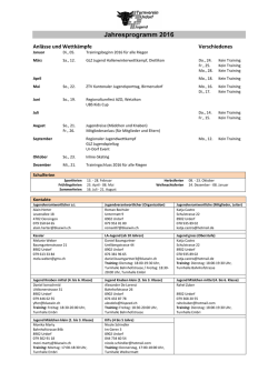 Jahresprogramm 2016 Jugend