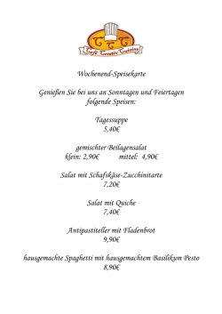 Wochenend-Speisekarte Genie&szlig;en Sie bei uns an Sonntagen und