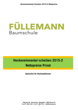 Heckenelemente/-scheiben 2015-2 Nettopreise Privat