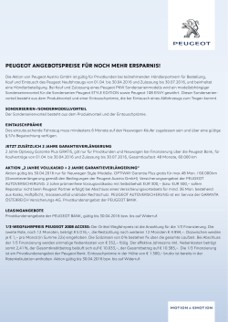 PEUGEOT ANGEBOTSPREISE FÜR NOCH MEHR ERSPARNIS!