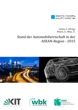 Stand der Automobilwirtschaft in der ASEAN-Region 2015 - wbk