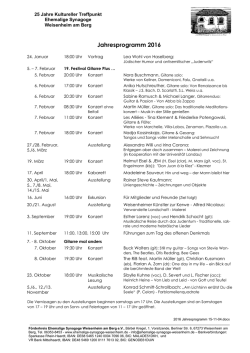 Jahresprogramm - Ehemalige Synagoge
