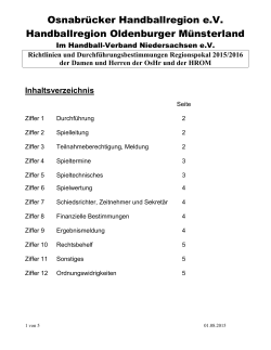 Richtlinien Regionspokal OsHr – HROM Senioren 2015-2016