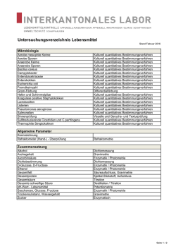 Untersuchungsverzeichnis Lebensmittel