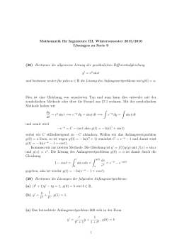 Mathematik für Ingenieure III, Wintersemester 2015/2016 Lösungen