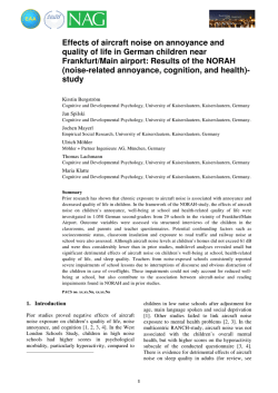 Effects of aircraft noise on annoyance and quality of