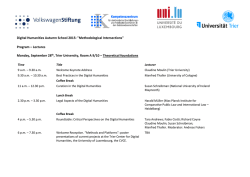 Digital Humanities Autumn School 2015: "Methodological