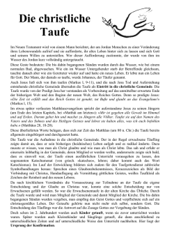 Informationen zur Taufe - der Evangelischen Stadtkirchengemeinde