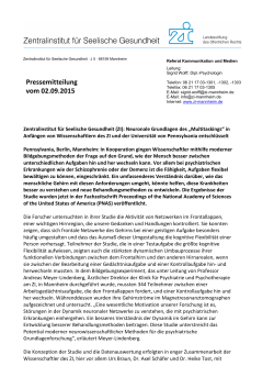 Neuronale Grundlagen des - Zentralinstitut für Seelische Gesundheit