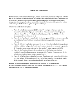 Hinweise zum Urlaubsemester Sie k&ouml;nnen ein Urlaubssemester
